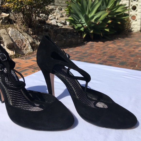 Jigsaw Black Suede Leather Mary Jane Pump Heels Size 10 - Picture 7 of 16